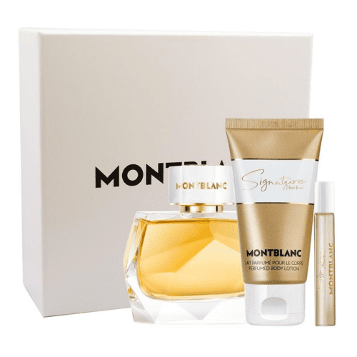 ست هدیه ادکلن زنانه مون بلان سیگنچر آبسولو (عطر 90 میل و 7.5 میل ، بادی لوشن 100 میل)  MONT BLANC SIGINATURE ABSOLU FOR WOMEN