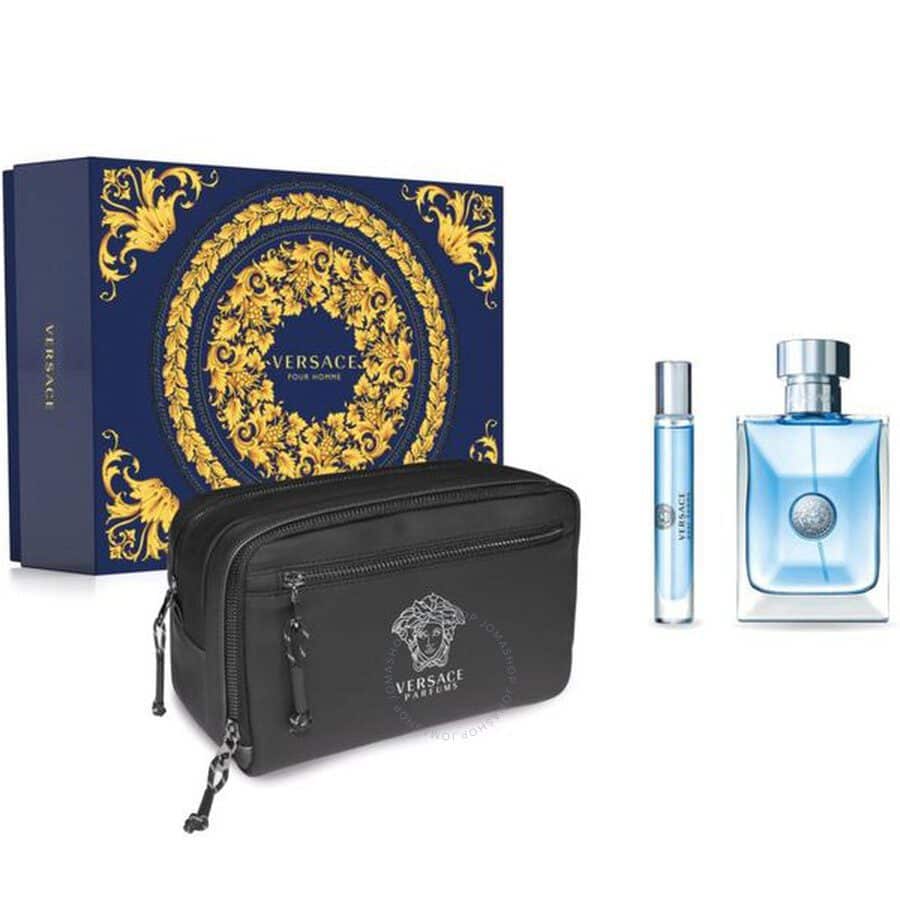 ست هدیه ادکلن مردانه ورساچه پورهوم (عطر 100 میل ، عطر 10 میل ، کیف ورساچ) (ورساچه آبی) Versace Pour Homme