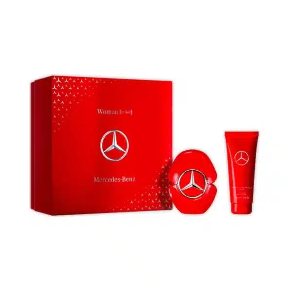 ست هدیه مرسدس بنز این رد وومن زنانه ادو پرفیو 90 میل و بادی لوشن 100 میل   Mercedes Benz Woman In Red (Eau De Parfum For Wom 90ml+Body Lotion 90ml)