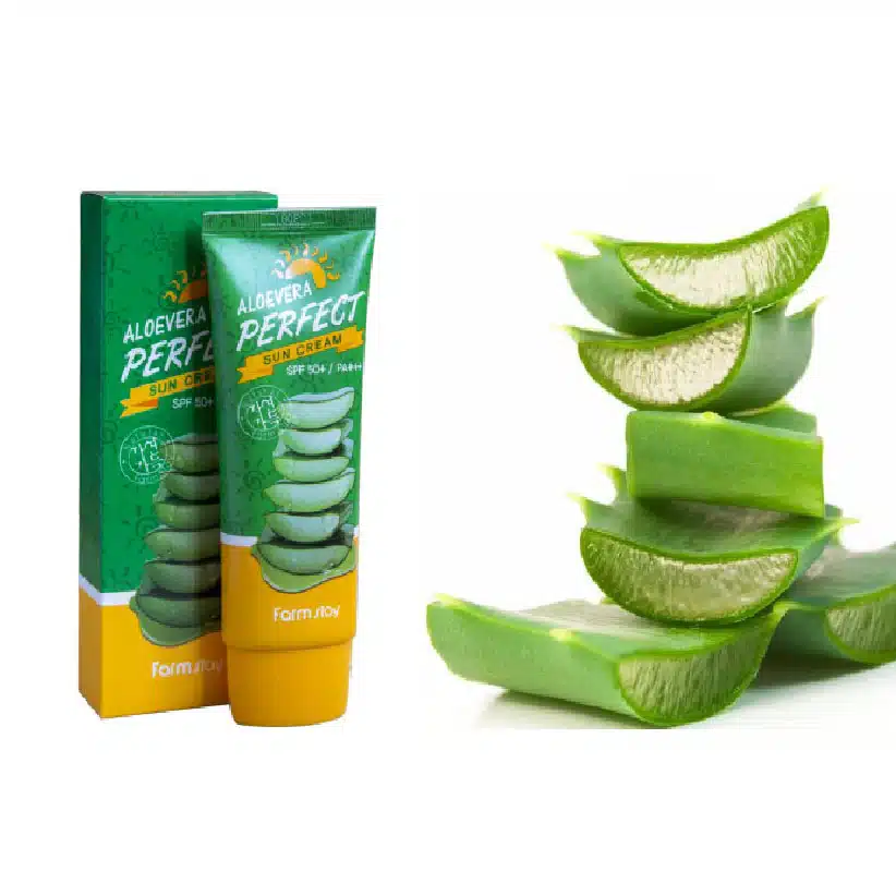 کرم ضد آفتاب فارم استی مدل ALOE VERA PERFECT حاوی آلوئه ورا SPF50 وزن 70 گرم FARM STAY ALOEVERA PERFECT SUN CREAM SPF50