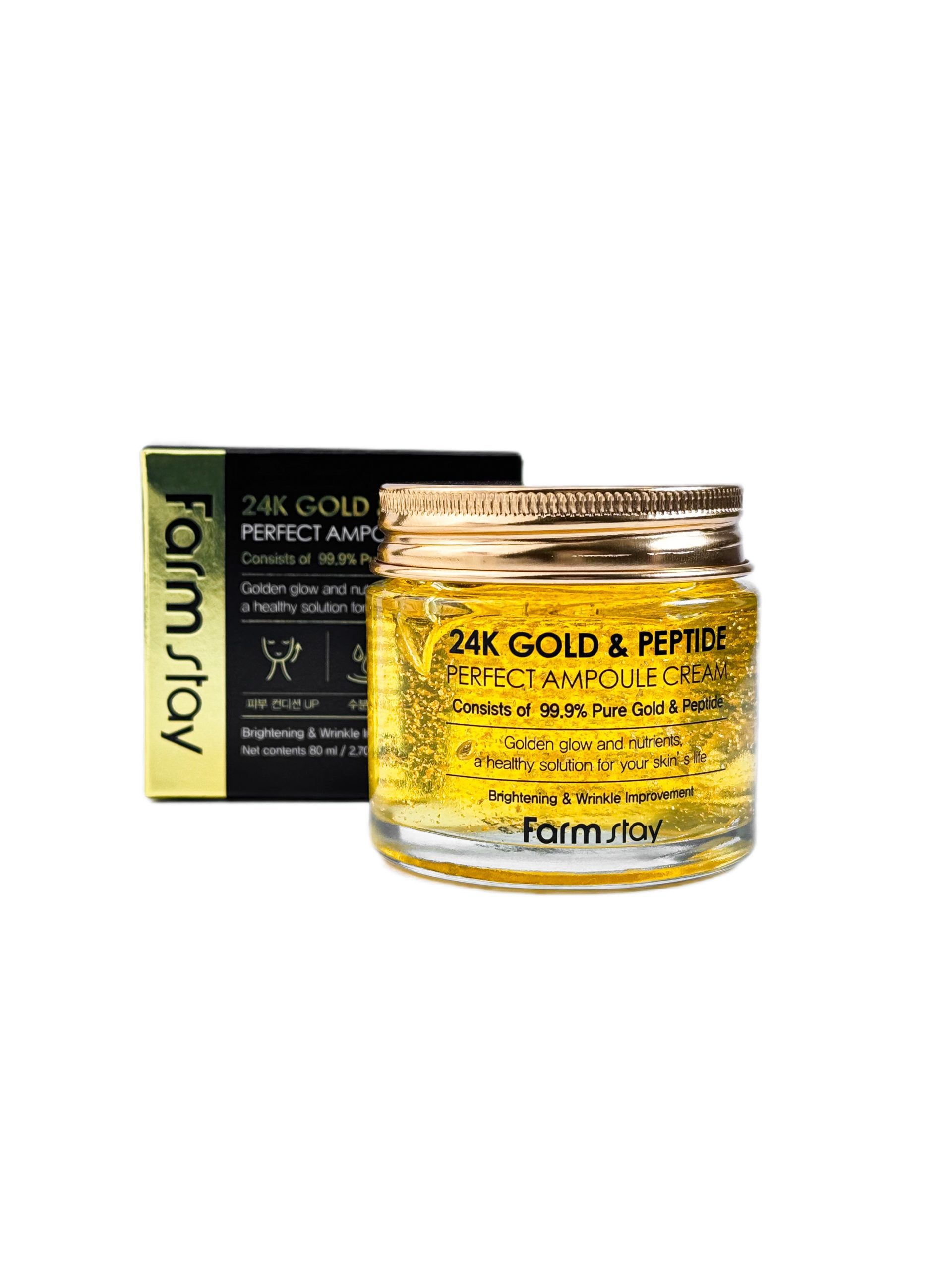 کرم پپتاید و طلا 24K فارم استی80 میل FARMSTAY 24k gold & peptide perfect ampoule cream