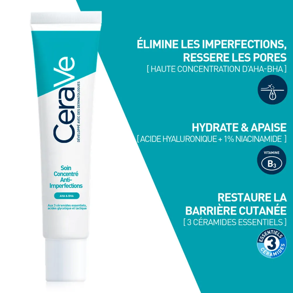 ژل ضد جوش و آبرسان سراوی CeraVe حجم 40 میل | لایه بردار و کوچک کننده منافذ، حاوی AHA/BHA