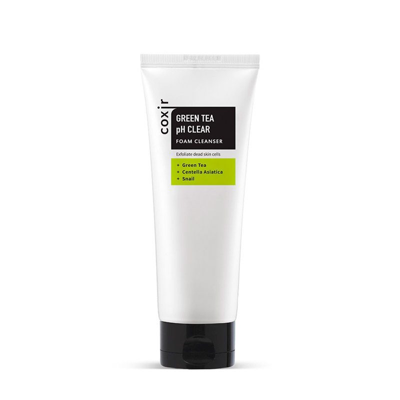 فوم شوینده بسیار موثر کوکسیر حاوی چای سبز و موسین حلزون 150 میل COXIR green tea PH Clear foam Cleanser