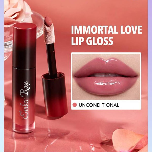 کیت رژ لب مایع براق شیگلم مدل EMBER ROSE بسته 4 عددی شیگلم SHEGLAM EMBER ROSE IMMORTAL LOVE NOURISHING LIP GLOSS SET