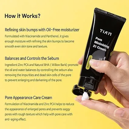 کرم روشن کننده و کنترل منافذ تیام 60 میل TIAM Pore Minimizing 21 Cream