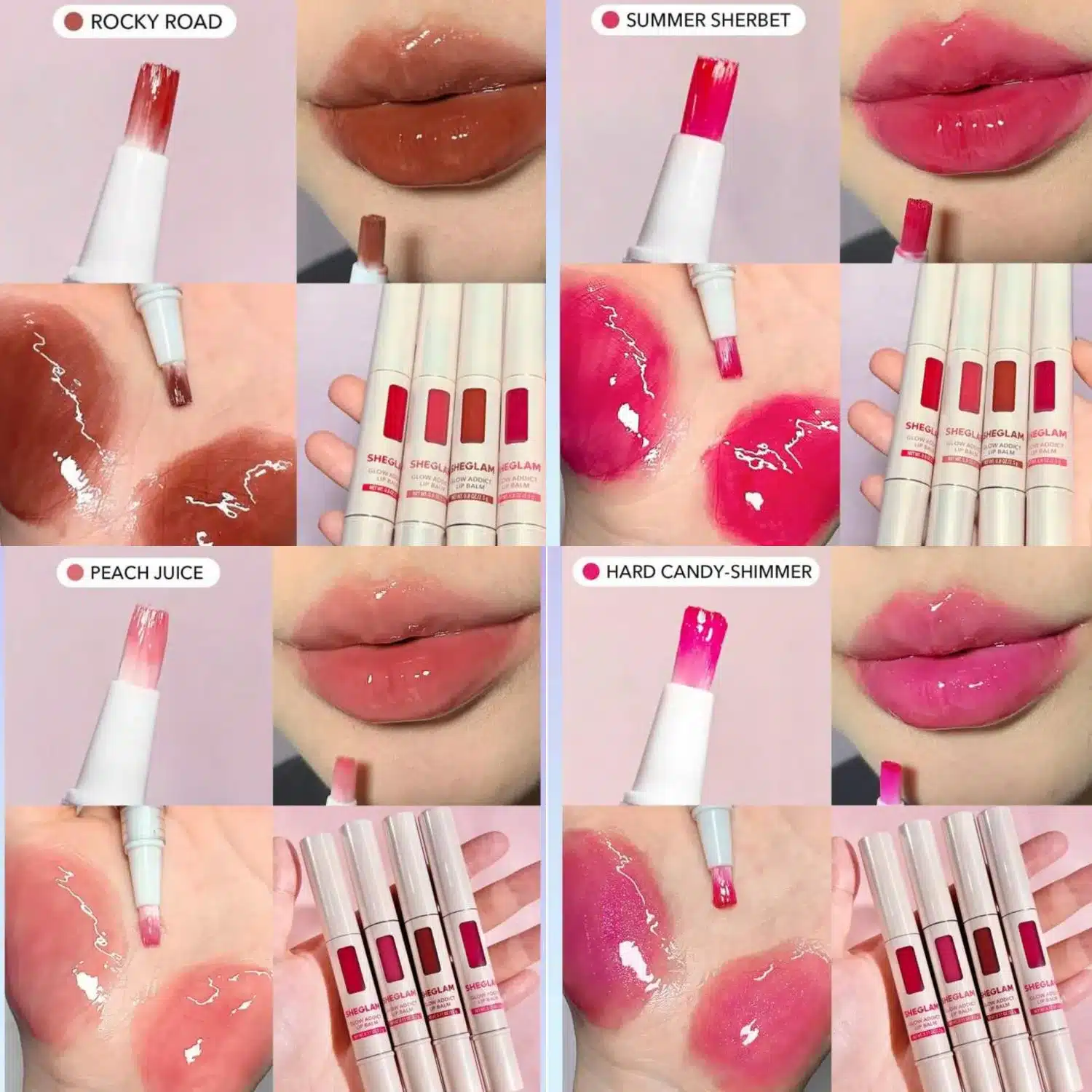 لیپ گلاس های مویی شیگلم در رنگ های متنوع | Sheglam Glow Addict Lip Balm