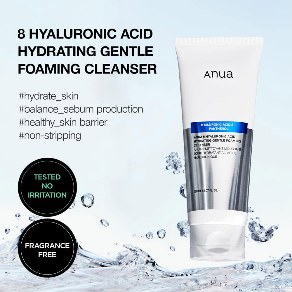 فوم شستشوی هیالورونیک اسید و پنتنول آنوا 150 میل ANUA 8 Hyaluronic Acid Hydrating Gentle Foaming Cleanser