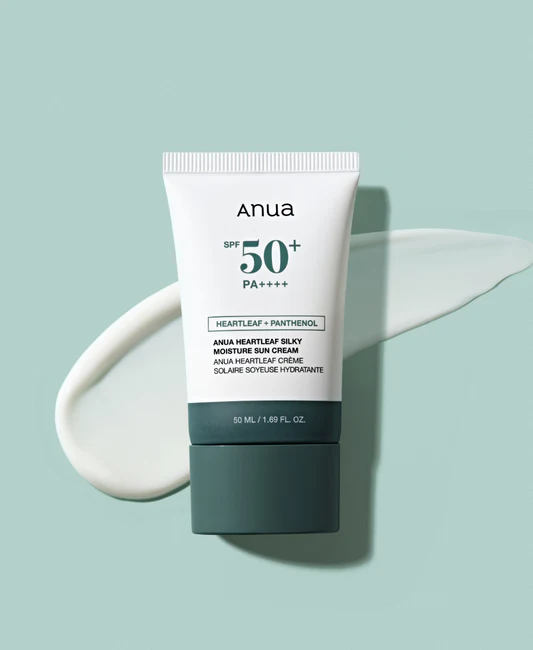 ضد آفتاب مرطوب کننده و تسکین دهنده آنوا ANUA Heartleaf Silky Moisture Sun Cream 50ml