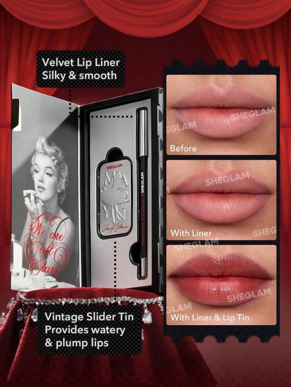 پک آرایشی مرلین مونرو شیگلم monroe X sheglam collection set