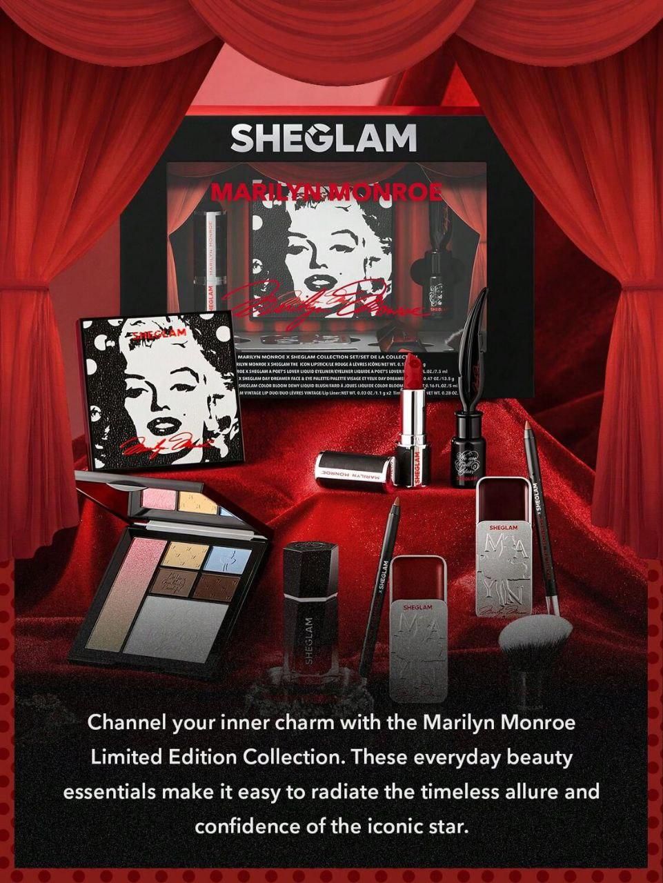 پک آرایشی مرلین مونرو شیگلم monroe X sheglam collection set