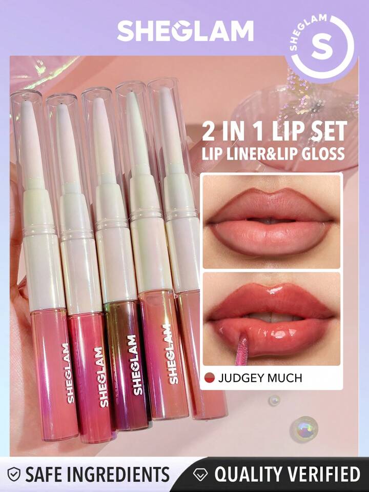 خط لب و لیپ گلاس دو طرفه شیگلم در 5 رنگ SHEGLAM Lip Rules
