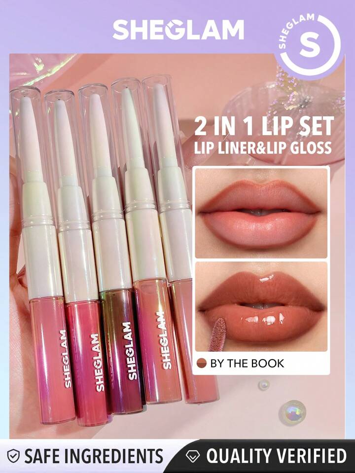 خط لب و لیپ گلاس دو طرفه شیگلم در 5 رنگ SHEGLAM Lip Rules