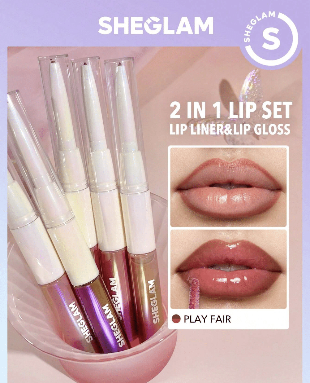 خط لب و لیپ گلاس دو طرفه شیگلم در 5 رنگ SHEGLAM Lip Rules