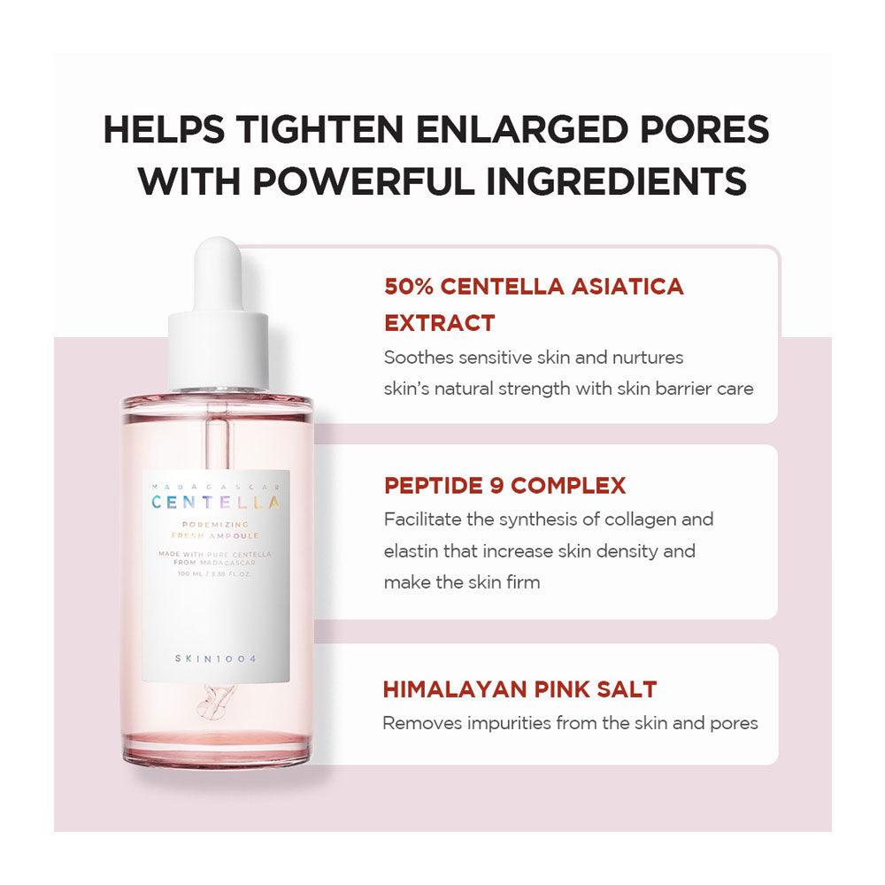 آمپول کنترل و کوچک کننده منافذ سنتلا 100 میل مدل ماداگاسکار اسکین 1004 Centella Poremizing Fresh Ampoule Madagascar