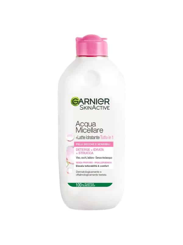 میسلار واتر شیری گارنیر مخصوص پوست حساس و خشک، چشم لب صورت 400 میل  Garnier Solution Micellaire Lactee Tout en 1