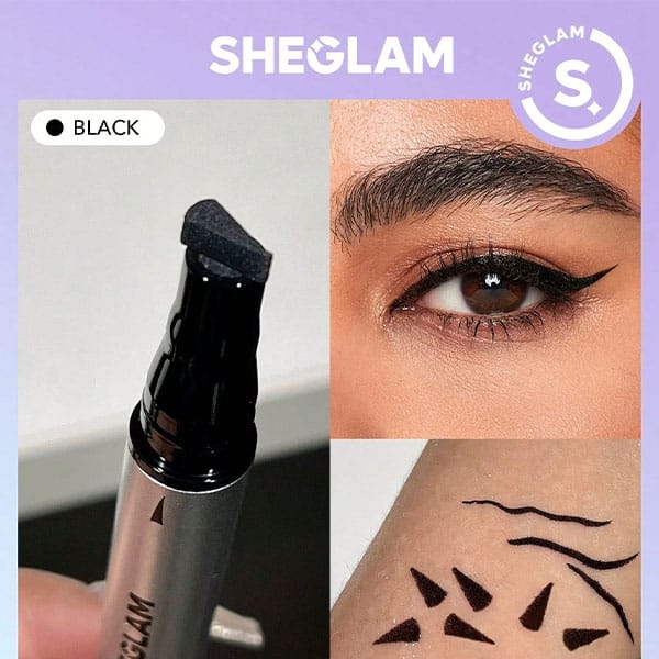 خط چشم دو سر استمپی ضد آب شیگلم مدل WING IT رنگ Black شیگلم SHEGLAM WING IT WATERPROOF LINER DUO