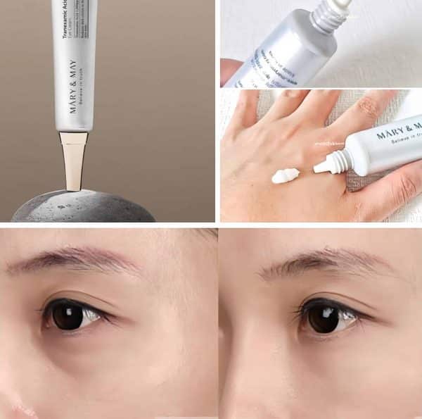 کرم دورچشم روشن کننده و ضد لک حاوی ترانگزامیک اسید و گلوتاتیون مری اند می   Mary & May Tranexamic Acid + Glutathion Eye Cream