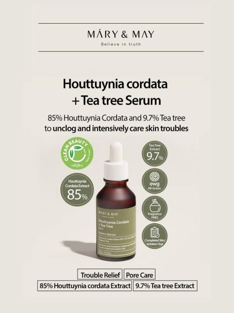 سرم منافذ درخت چای و هوتوینیا مری اند می 30 میل Mary&May – Houttuynia Cordata +Tea Tree Serum