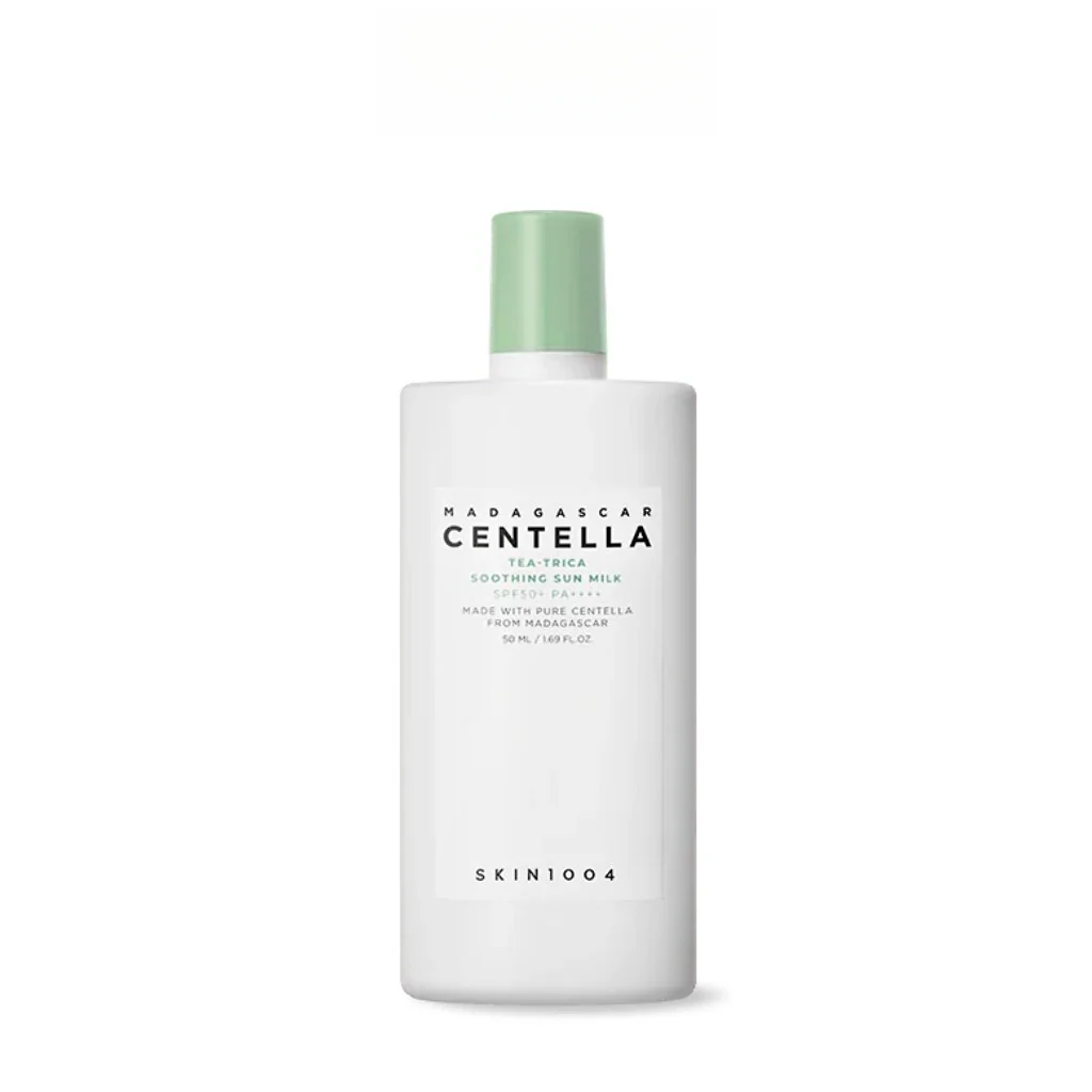 ضد آفتاب چای سبز سنتلا اسکین 1004  SKIN 1004 MADAGASCAR CENTELLA – TEA-TRICA SOOTHING SUN MILK – 50 ml
