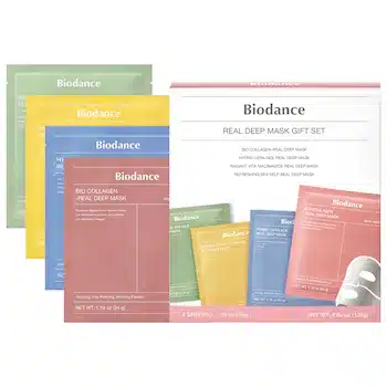 ماسک ورقه ای روشن‌کننده نیاسینامید بایودنس 4 عددی Biodance Radiant Vita Niacinamide Real Deep Mask