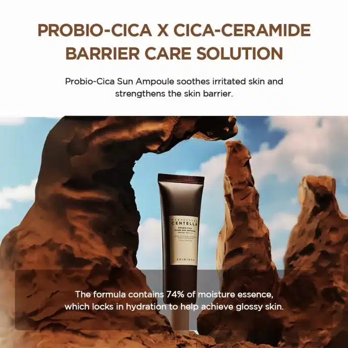 ضد آفتاب آمپولی تقویت کننده و درخشان کننده پروبیو سیکا اسکین 1004 Skin1004 Probio-Cica Glow Sun Ampoule SPF50