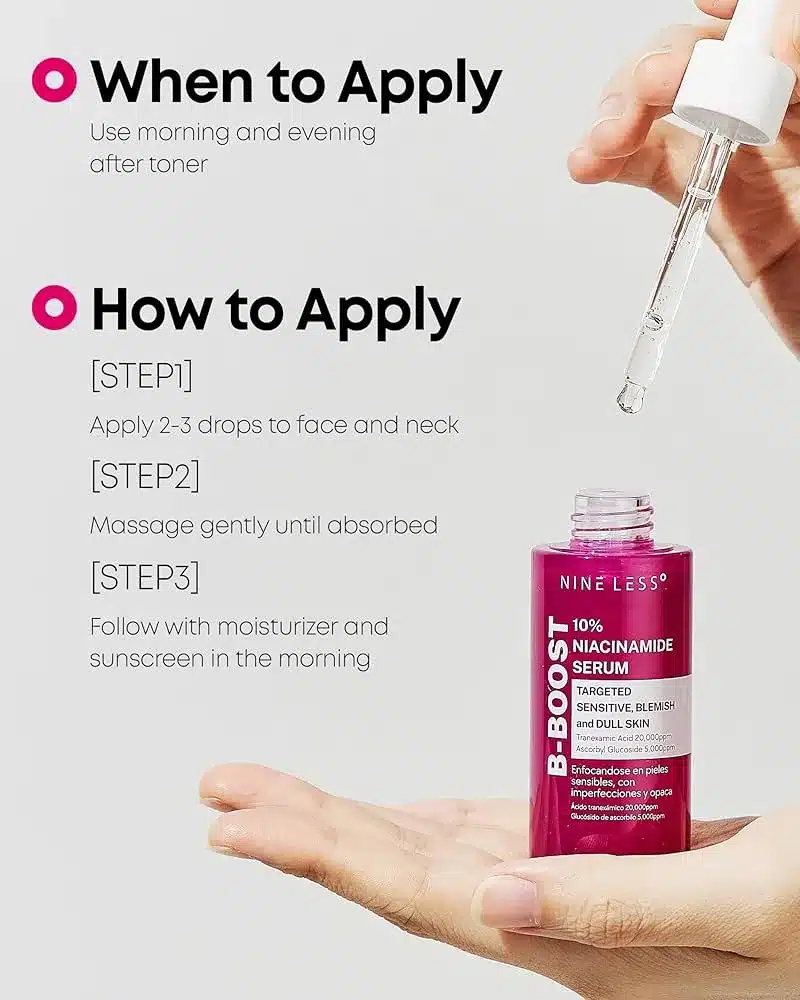 سرم ضد لک نیاسینامید و ترانگزامیک ناینلس 30 میل Nine Less B-Boost 10% Niacinamide Serum