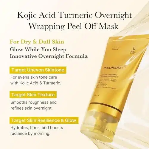 ماسک شب زردچوبه و کلاژن مدی کیوب MEDICUBE Kojic Acid Turmeric Night Wrapping Mask 75ml