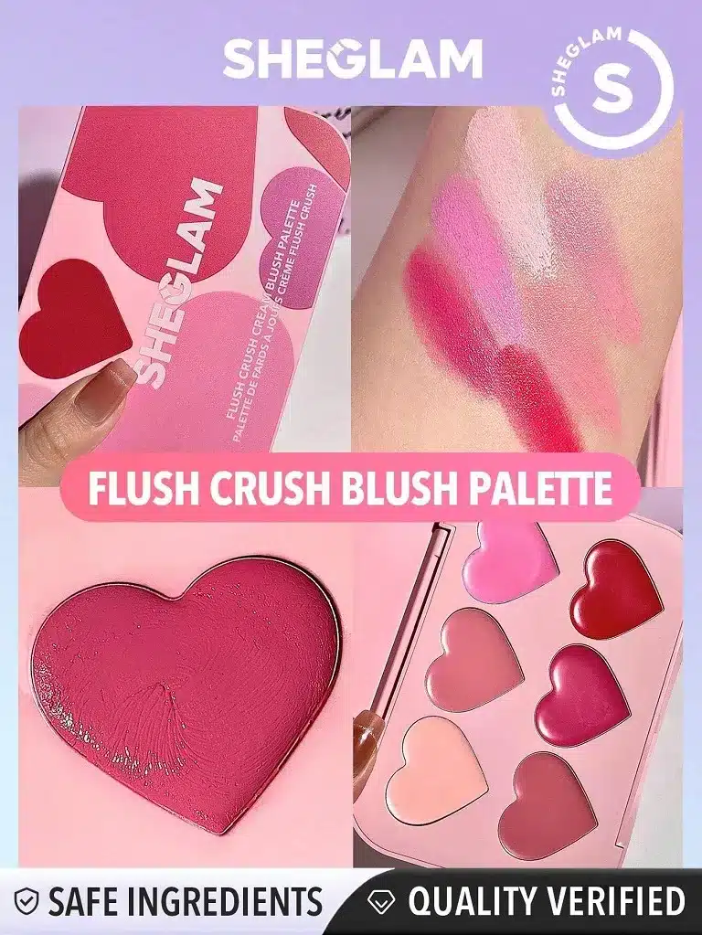 پالت 6 رنگ رژگونه کرمی شیگلم مدل SHEGLAM FLUSH CRUSH CREAM BLUSH PALETTE _ Blushing Bouquet