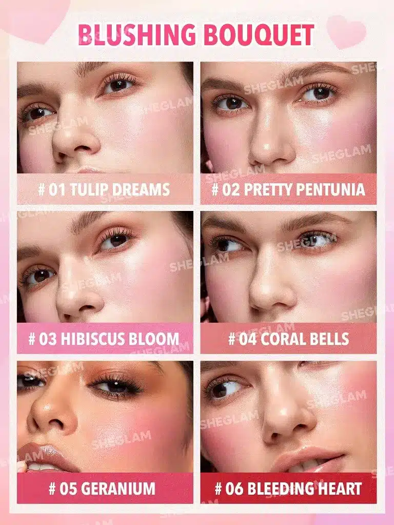 پالت 6 رنگ رژگونه کرمی شیگلم مدل SHEGLAM FLUSH CRUSH CREAM BLUSH PALETTE _ Blushing Bouquet