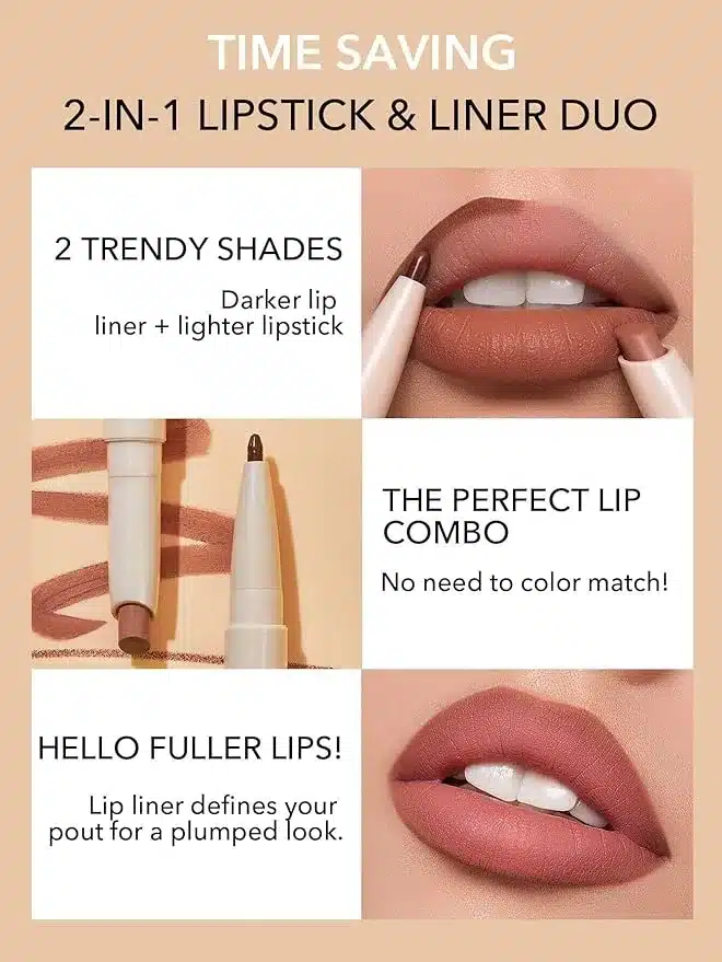 رژ لب و خط لب دو طرفه شیگلم در رنگ بندی SHEGLAM GLAM 101 LIPSTICK & LINER DUO