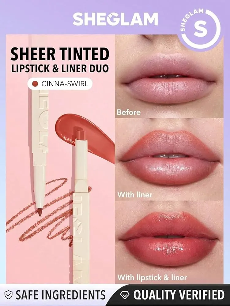 رژ لب و خط لب دو طرفه شیگلم در رنگ بندی SHEGLAM GLAM 101 LIPSTICK & LINER DUO