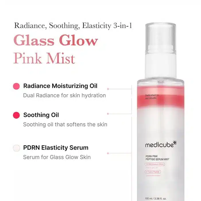 میست سرم روشن کننده PDRN گلوتاتیون مدی کیوب 100 میل Medicube PDRN Pink Glutathione Serum Mist