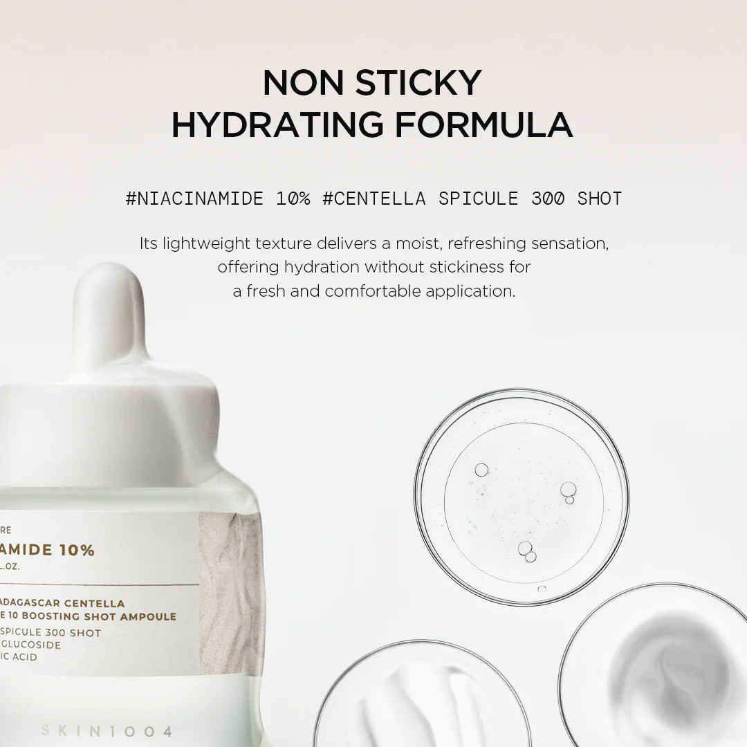 سرم ضد لک و روشن کننده نیاسینامید 10 درصد ماداگاسکار سنتلا اسکین 1004 30 میل SKIN 1004 Madagascar Centella Niacinamide 10 Boosting Shot Ampoule