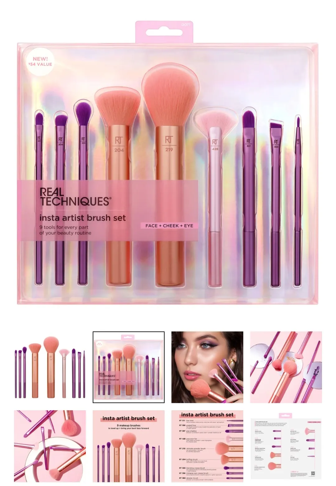 ست براش 9 تیکه ریل تکنیک مدل Insta Artist Brush Set Real Techniques (کد0071)