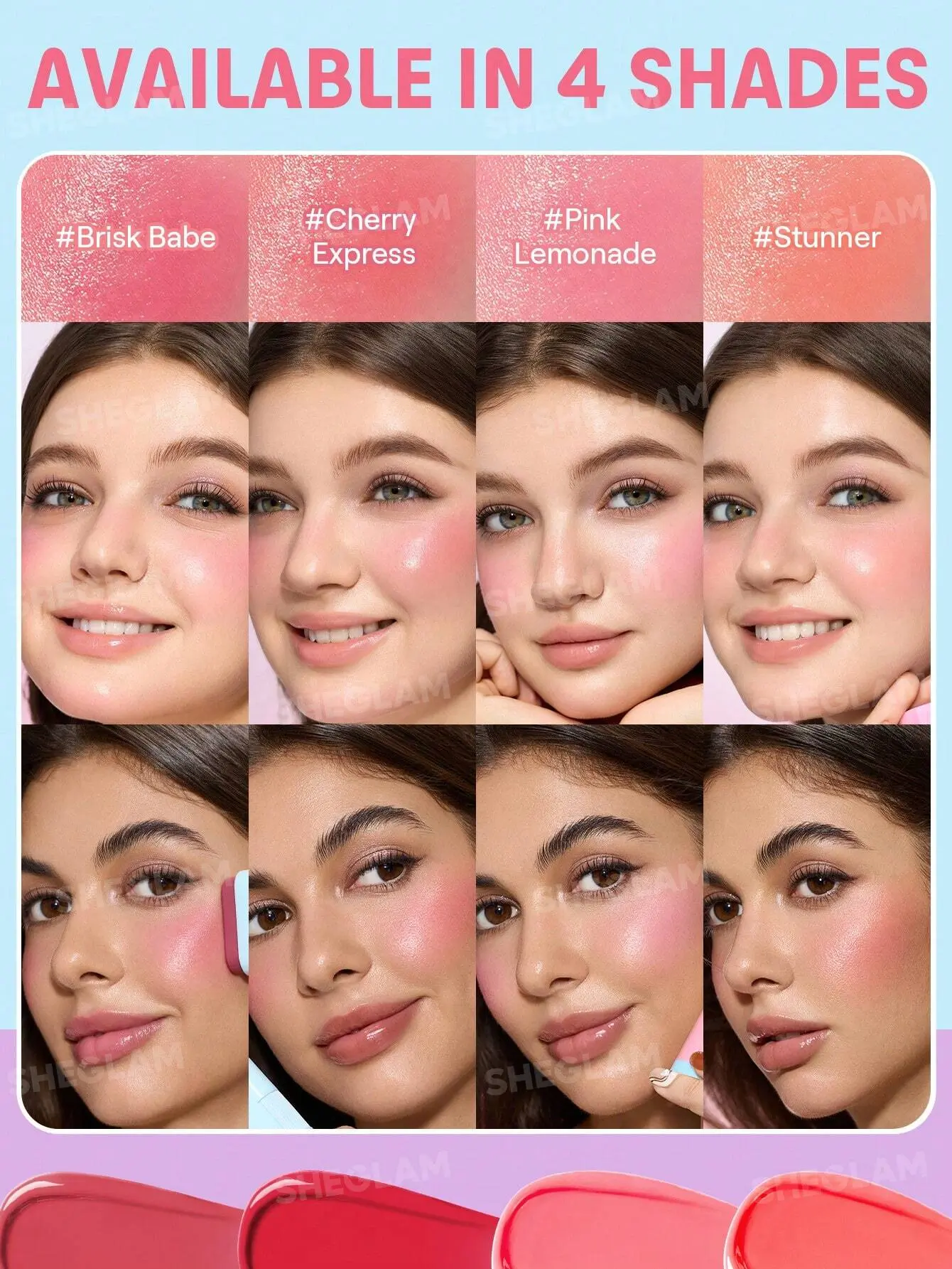رژگونه استیکی شیگلم مدل گلاس گلو در 4 رنگ جذاب SHEGLAM GLASS GLOW BLUSH STICK – 15 g
