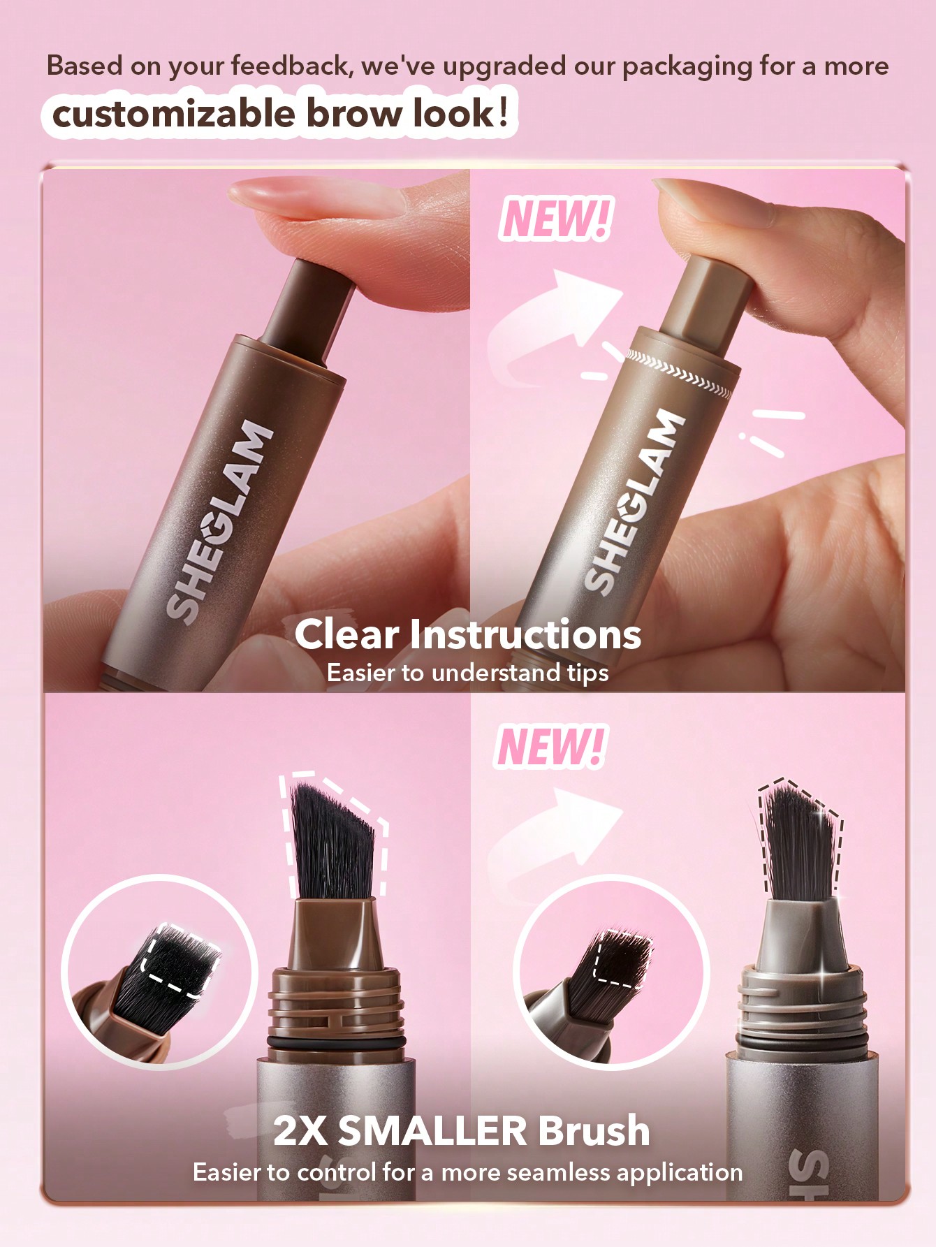 هاشور ابرو شیگلم 8 رنگ متنوع SHEGLAM Brow-Fection Angled Brush & Dip