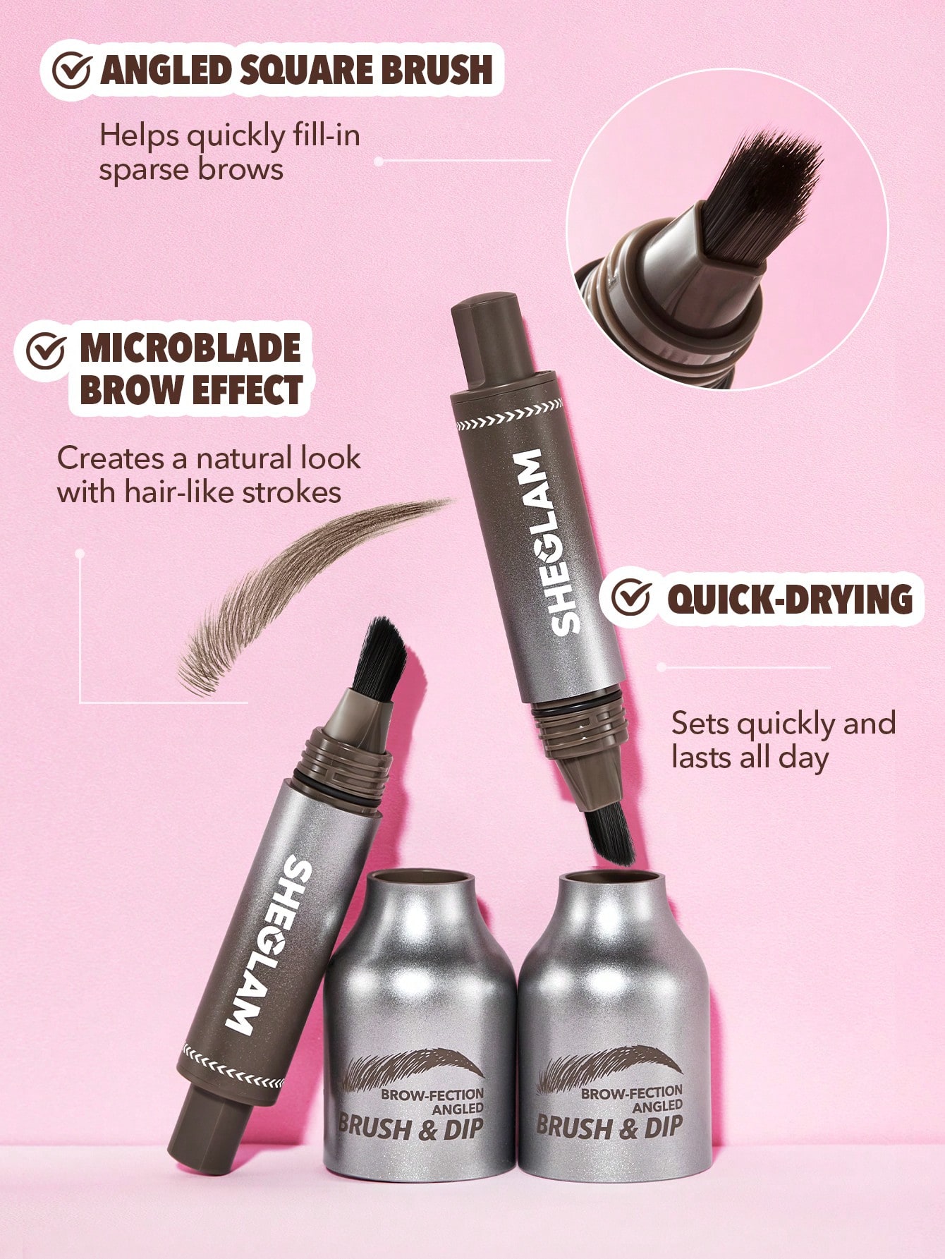 هاشور ابرو شیگلم 8 رنگ متنوع SHEGLAM Brow-Fection Angled Brush & Dip
