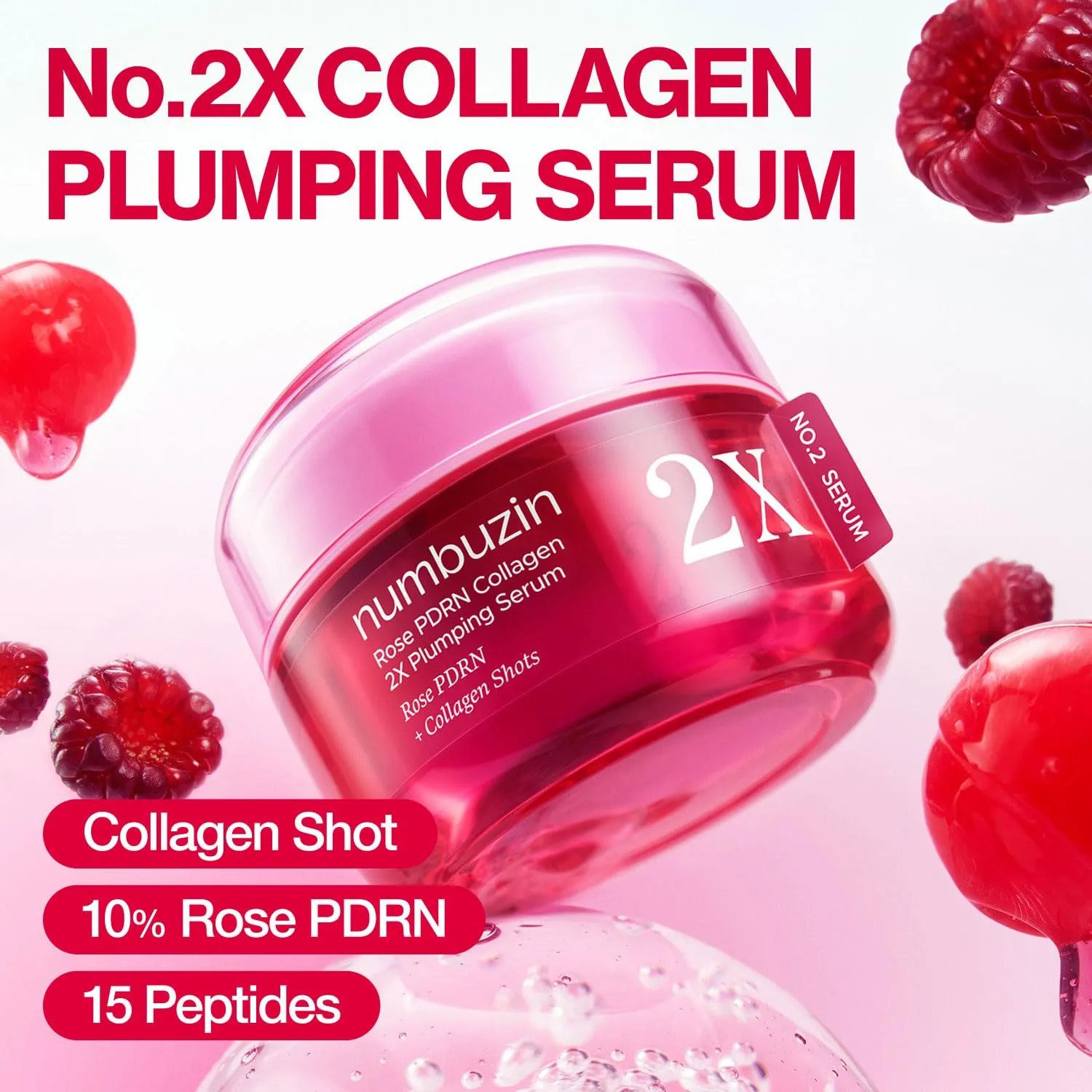 سرم PDRN رز کلاژن 2x شماره 2 نامبوزین حجم دهنده و جوانساز پوست NUMBUZIN No. 2 Rose PDRN Collagen 2X Plumping Serum