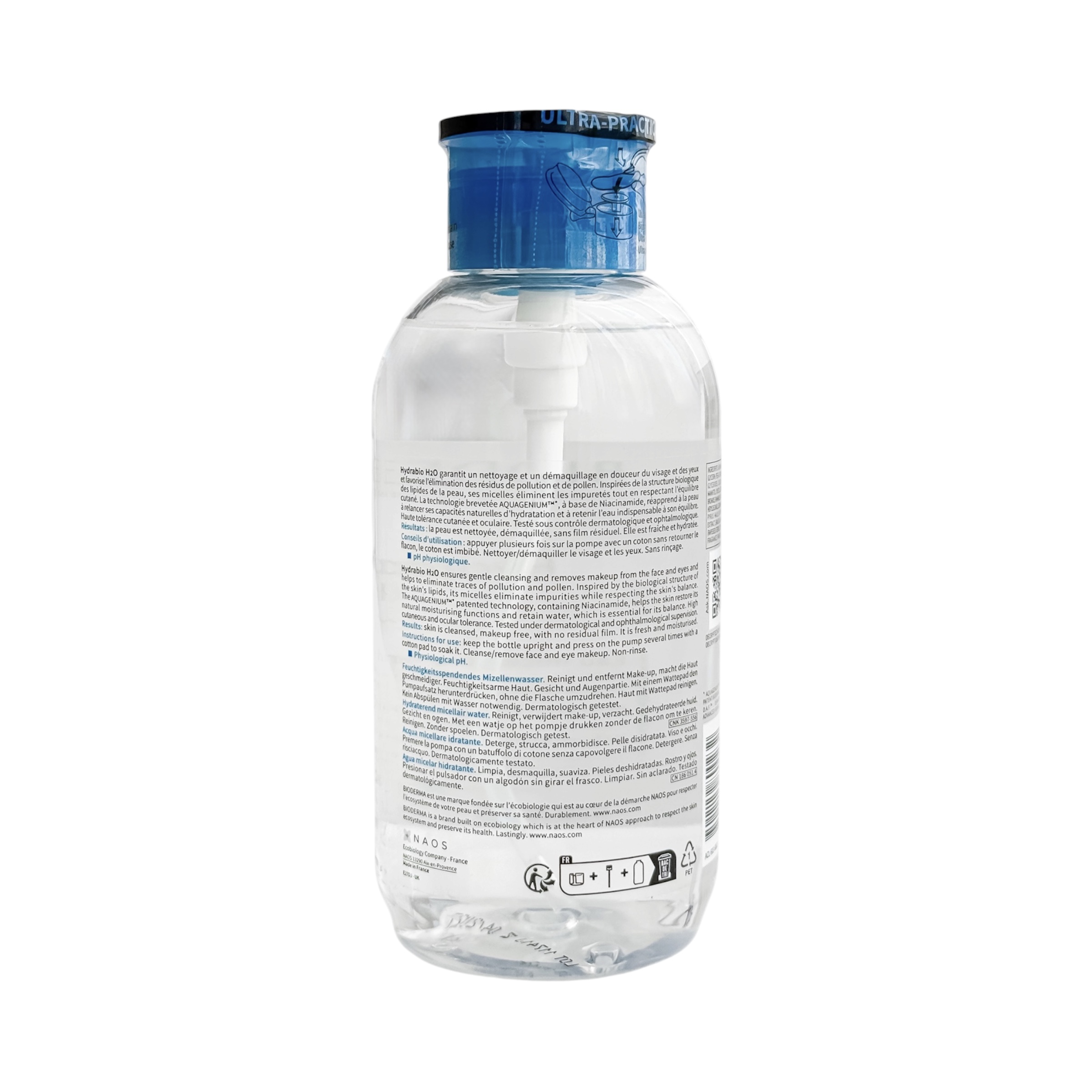 میسلار واتر آبی بایودرما پمپی 500 میل BIODERMA مدل هیدرابیو HYDRABIO | مرطوب کننده و آبرسان