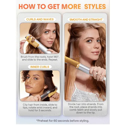 برس حرارتی صاف کننده مو سه بعدی شیگلم SHEGLAM مدل Sleek Chic 3D Thermal Straightening Brush-US Plug