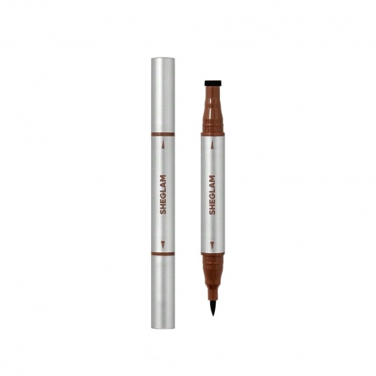 خط چشم دو سر استمپی ضد آب قهوه ای شیگلم مدل WING IT رنگ Brown شیگلم SHEGLAM WING IT WATERPROOF LINER DUO