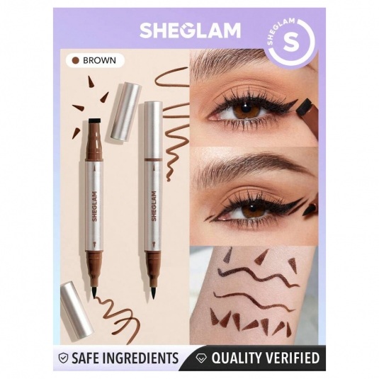 خط چشم دو سر استمپی ضد آب قهوه ای شیگلم مدل WING IT رنگ Brown شیگلم SHEGLAM WING IT WATERPROOF LINER DUO