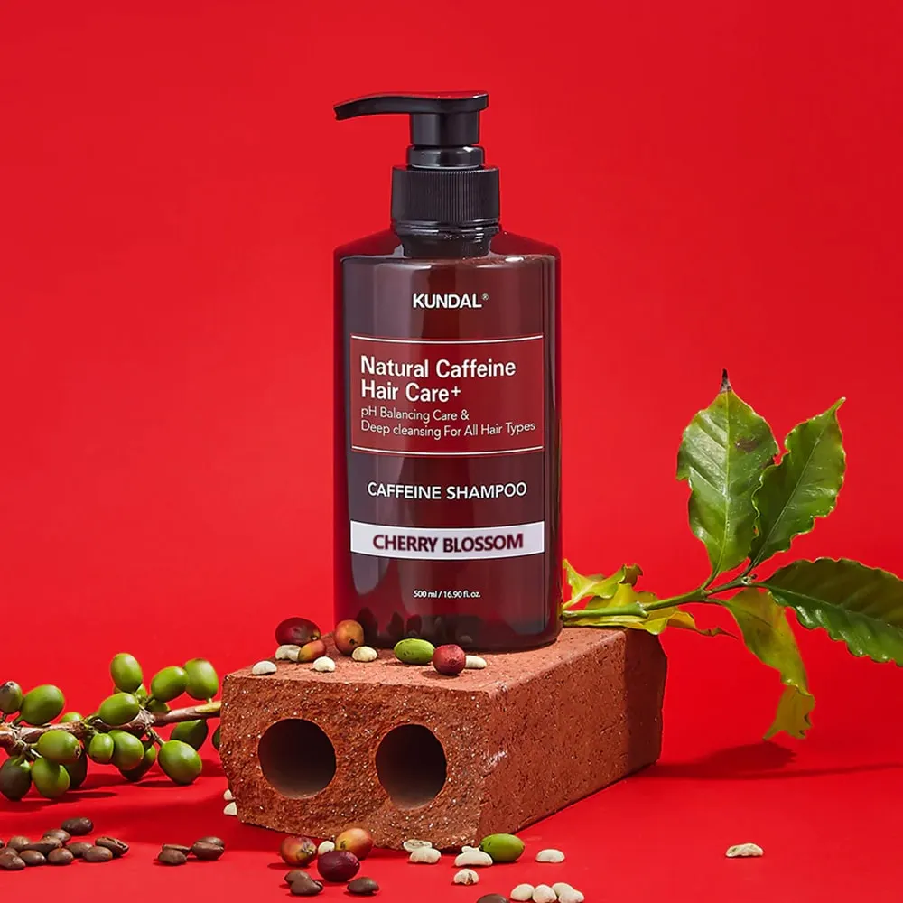 شامپو کافئین کوندال شکوفه گیلاس Kundal Caffeine Shampoo Cherry Blossom 500ml