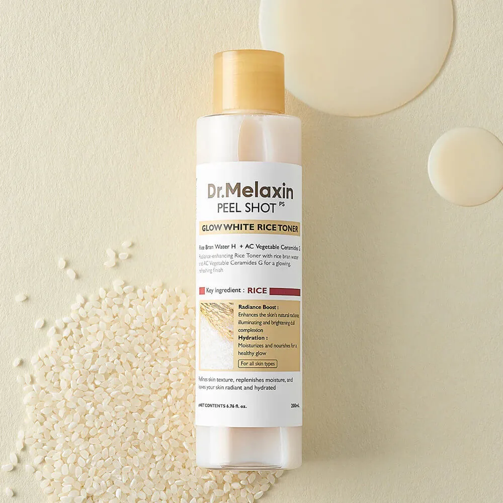 تونر درخشان کننده پیل شات برنج سفید دکتر ملاکسین 200 میل Dr.Melaxin Peel Shot Glow White Rice Toner