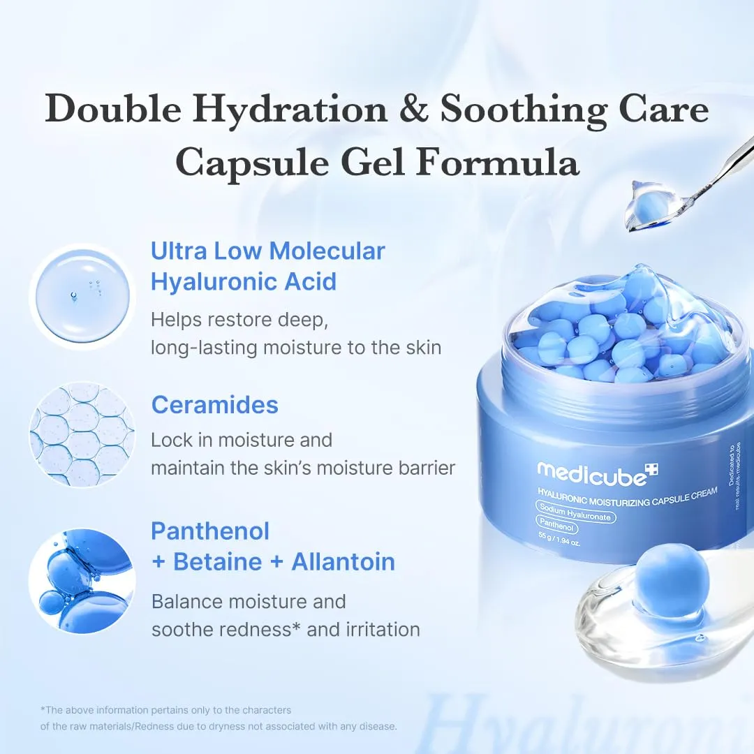 کرم کپسولی آبرسان و مرطوب کننده هیالورونیک اسید و پانتول مدی کیوب وزن 55 گرم Medicube Hyaluronic Moisturizing Capsule Cream