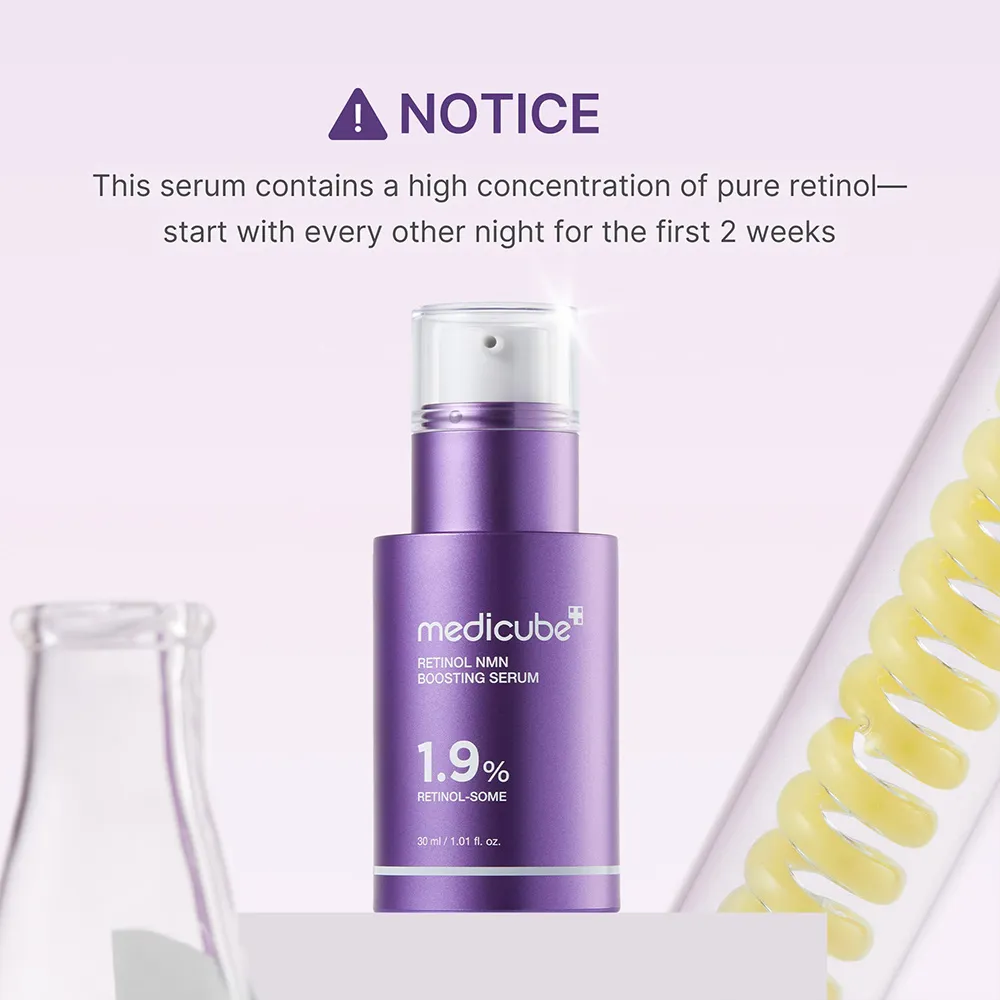سرم تقویت کننده رتینول و NMN ضد چروک و جوانساز مدی کیوب 30 میل Medicube Retinol NMN Boosting Serum