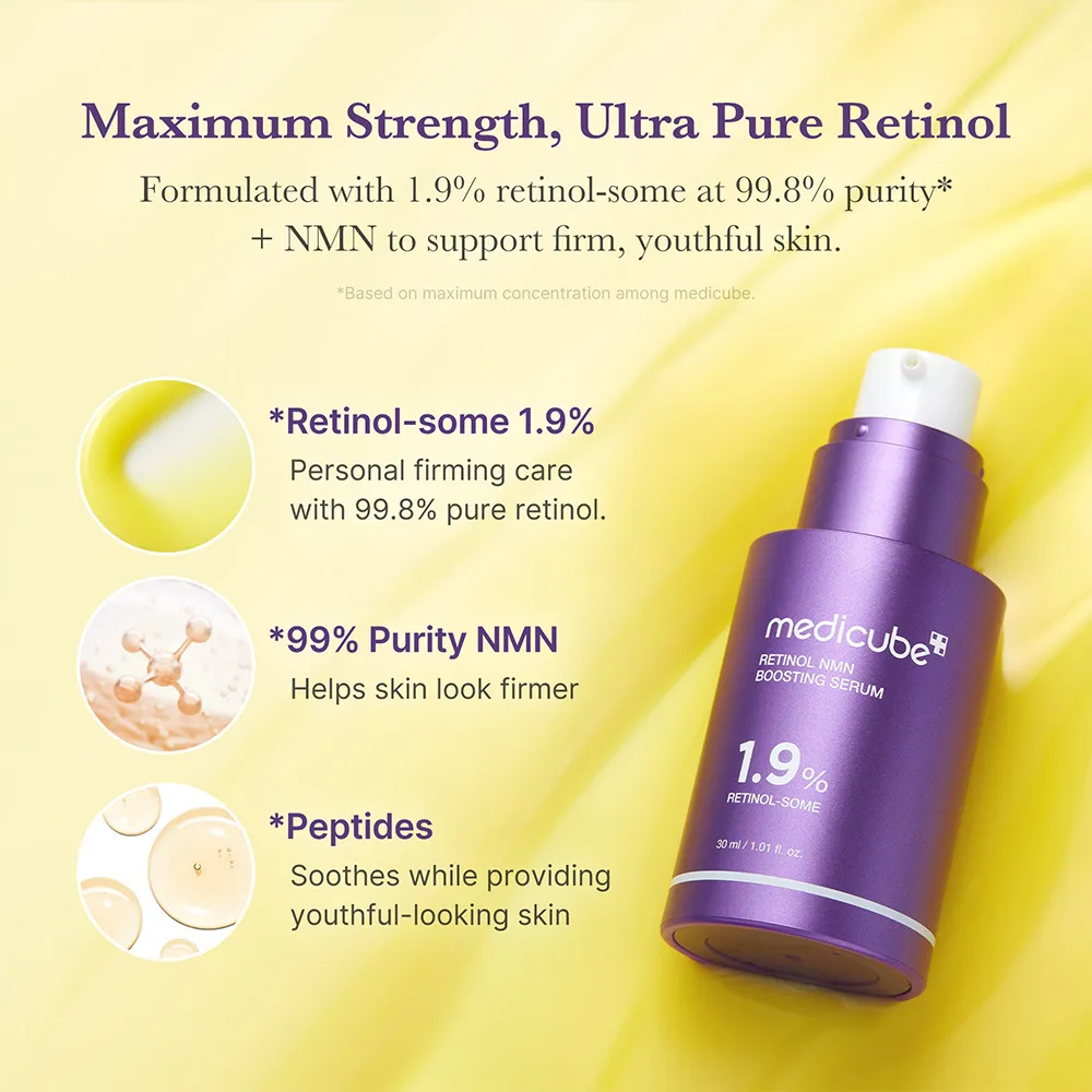 سرم تقویت کننده رتینول و NMN ضد چروک و جوانساز مدی کیوب 30 میل Medicube Retinol NMN Boosting Serum
