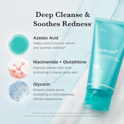 فوم شست و شو عمیق آزلائیک اسید و نیاسینامید مدی کیوب حجم 120 گرم Medicube Azelaic Acid Niacinamide Deep Clean Foam Cleanser