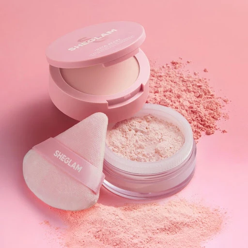 پودر فیکس صورتی دو طبقه شیگلم SHEGLAM INSTA-READY FACE & UNDER EYE SETTING POWDER DUO BUBBLEGUM