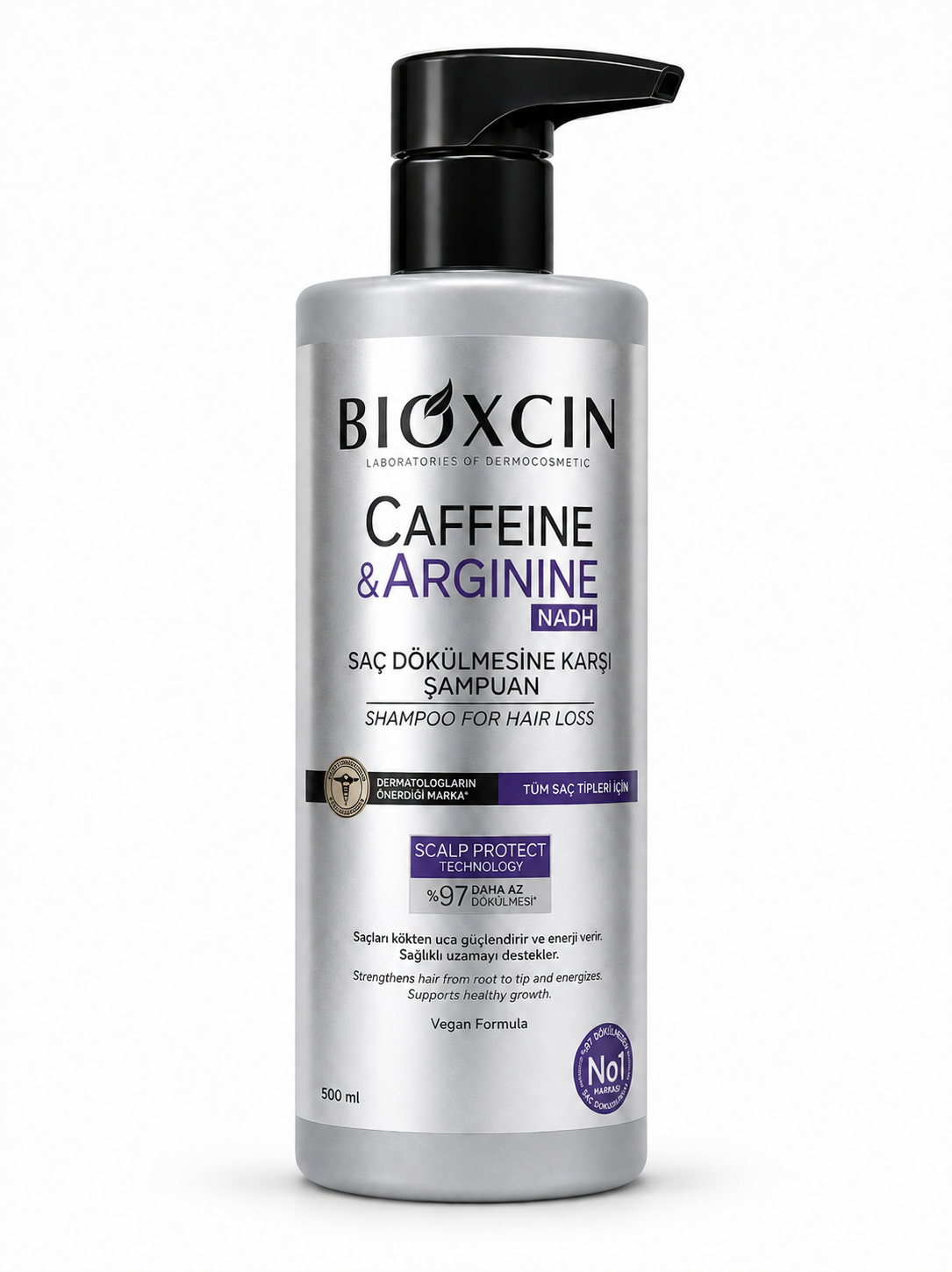 شامپو ضد ریزش بیوکسین Bioxcin حاوی کافئین و آرژینین Bioxcin Caffein Arginine Şampuan 500 ML